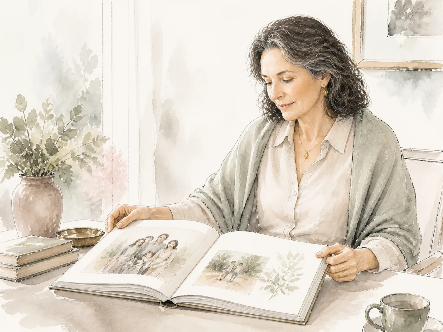 A woman looking through a finished family memoir book